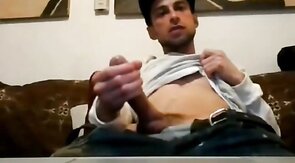Ripped Stud Strokes His Big Cock to a Webcam Orgasm