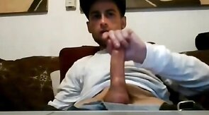 Ripped Stud Strokes His Big Cock to a Webcam Orgasm