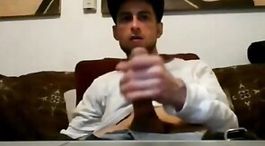 Ripped Stud Strokes His Big Cock to a Webcam Orgasm