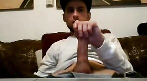 Ripped Stud Strokes His Big Cock to a Webcam Orgasm