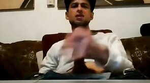 Ripped Stud Strokes His Big Cock to a Webcam Orgasm