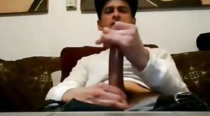 Ripped Stud Strokes His Big Cock to a Webcam Orgasm