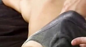 Muscular Hunk Gets a Big Cock Handjob