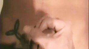 Playing with his big cock and cumming hard all over