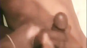 Playing with his big cock and cumming hard all over