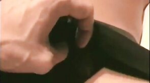 Playing with his big cock and cumming hard all over