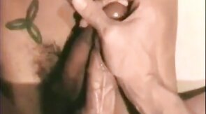 Playing with his big cock and cumming hard all over