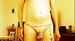nude wearing chains bracelet and rings