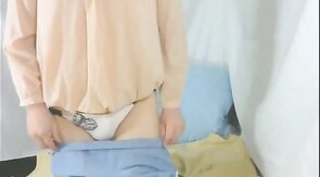 Asian Crossdresser Teases and Masturbates with a Sex Toy