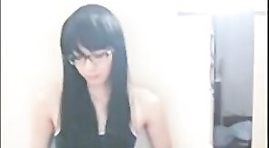 Asian Crossdresser Cums on His Toy