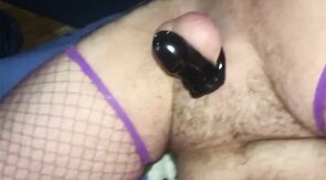 Sissy in Chastity Device Takes Bareback Fuck