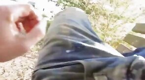 Str8 Big Cock Guy Stroking Outdoors on a Park Bench