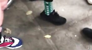 Stranger Strokes My Big Cock Outdoors