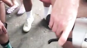 Stranger Strokes My Big Cock Outdoors