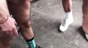 Stranger Strokes My Big Cock Outdoors