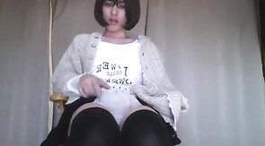 Japanese Crossdresser Masturbating Solo