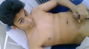 Latino twink jerks off and shoots 2 days worth of cum