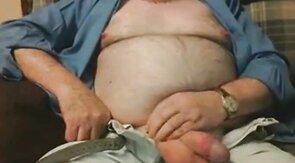 Hairy Grandpa Bear Strokes His Big Cock