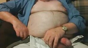 Hairy Grandpa Bear Strokes His Big Cock