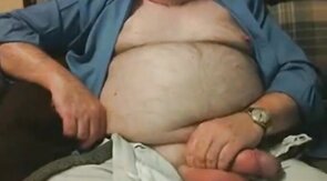 Hairy Grandpa Bear Strokes His Big Cock
