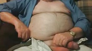 Hairy Grandpa Bear Strokes His Big Cock