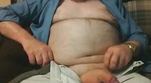 Hairy Grandpa Bear Strokes His Big Cock