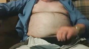 Hairy Grandpa Bear Strokes His Big Cock