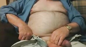 Hairy Grandpa Bear Strokes His Big Cock