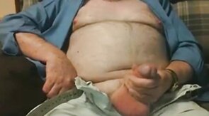 Hairy Grandpa Bear Strokes His Big Cock