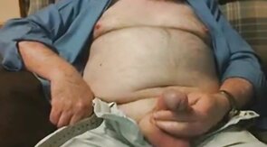 Hairy Grandpa Bear Strokes His Big Cock