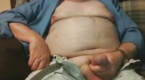 Hairy Grandpa Bear Strokes His Big Cock
