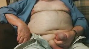 Hairy Grandpa Bear Strokes His Big Cock