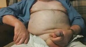 Hairy Grandpa Bear Strokes His Big Cock