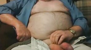 Hairy Grandpa Bear Strokes His Big Cock