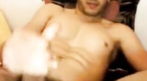 Str8 Guy Strokes His Big Cock and Shoots a Huge Load on Webcam