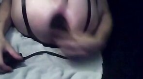 Sissy CD stretch her pussy with inflatable dildo