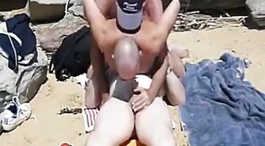Threesome Fun on the Beach with Hung Amateurs