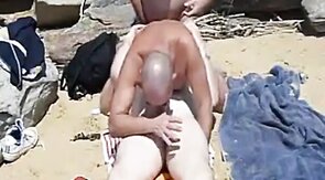 Threesome Fun on the Beach with Hung Amateurs