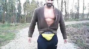 Portuguese Bear Strips and Shows His Big Cock