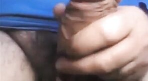 Daddy shows off his thick uncut cock on webcam