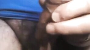 Daddy shows off his thick uncut cock on webcam