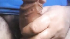 Daddy shows off his thick uncut cock on webcam