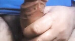 Daddy shows off his thick uncut cock on webcam
