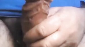 Daddy shows off his thick uncut cock on webcam