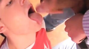 Sperm Dump Bukkake for Amateur Cock Sucker