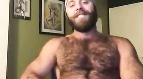Hairy Lumberjack Masturbates, Showing Off His Cock