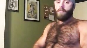 Hairy Lumberjack Masturbates, Showing Off His Cock
