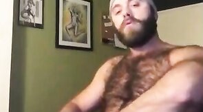Hairy Lumberjack Masturbates, Showing Off His Cock