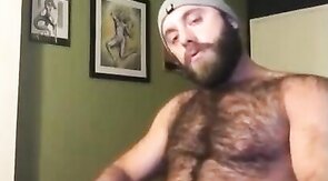 Hairy Lumberjack Masturbates, Showing Off His Cock