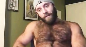 Hairy Lumberjack Masturbates, Showing Off His Cock